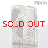 【m】Zippo ジッポライター 2bks-drhf 龍4面 マットブラック エッチング銀サシ仕上げ4面連続加工 【】