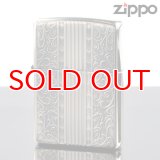 【m】Zippo ジッポライター 2si-art アラベスク ゴールド 銀メッキいぶし仕上げ彫刻エッチング両面加工 【】
