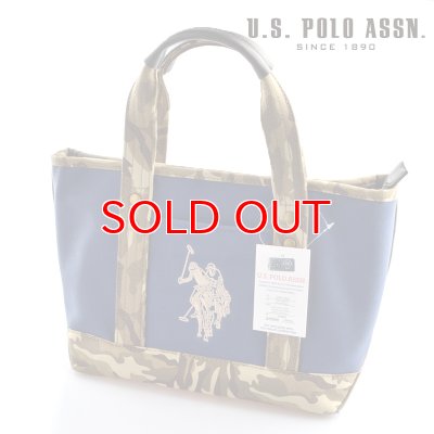 US POLO ASSN 629801 USPA-1862 Navy Beige Camouflage2 コットン　トートバッグ
