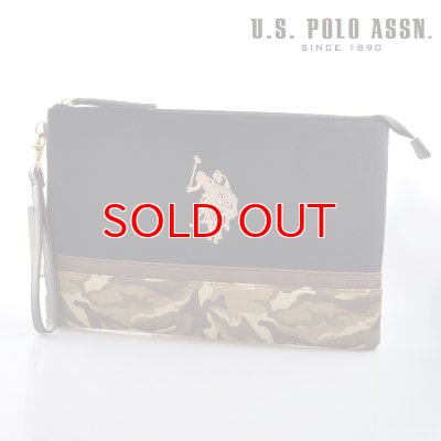 画像1: US POLO ASSN 679735 USPA-1872 black beige camouflage2 ソリッドクラッチバッグ