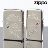 画像: 【y】ZIPPOペア＃200 #1600 ハートフルペア 銀ミラー HFPR-ASP スワロ付 【】