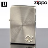 画像: 【y】 ZIPPO＃200 スピン加工 イニシャル柄 ssp-u メタル貼り U (10020031) 【】