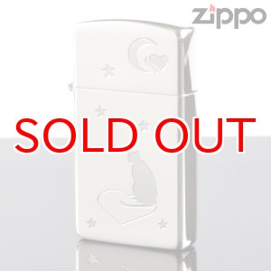 画像: 【m】Zippo ジッポライター 16cat-1h キャット＆ムーンスリムジッポーハート【】