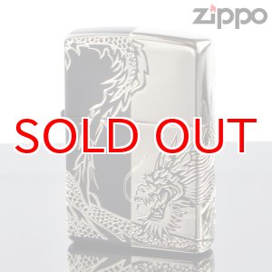 画像: 【m】Zippo ジッポライター 2bks-drhf 龍4面 マットブラック エッチング銀サシ仕上げ4面連続加工 【】