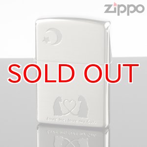 画像: 【m】ZIPPO 2cat-2 シルバーサテーナ・エッチング  ( zippo ジッポー )　オイルライター 【】