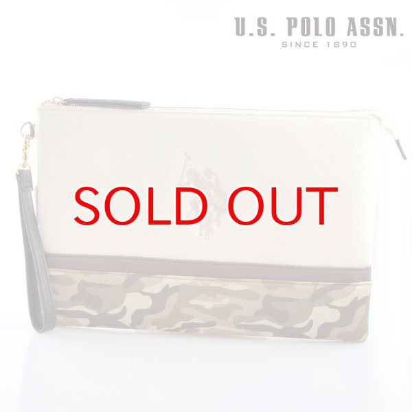 画像1: US POLO ASSN 679733 USPA-1872 white beige camouflage2 ソリッドクラッチバッグ (1)