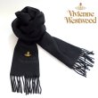 画像4: 【】Vivienne Westwood　ヴィヴィアンマフラー sl4-fm17-0012 同色ロゴマフラー　ブラック 【】 (4)