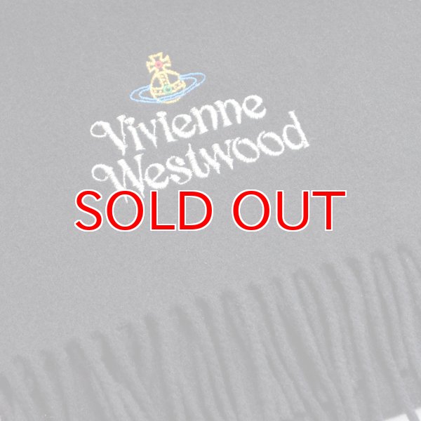 画像2: 【】Vivienne Westwood　ヴィヴィアンマフラー sl5-fm17-0012 シルバーロゴマフラー　ブラック 【】 (2)